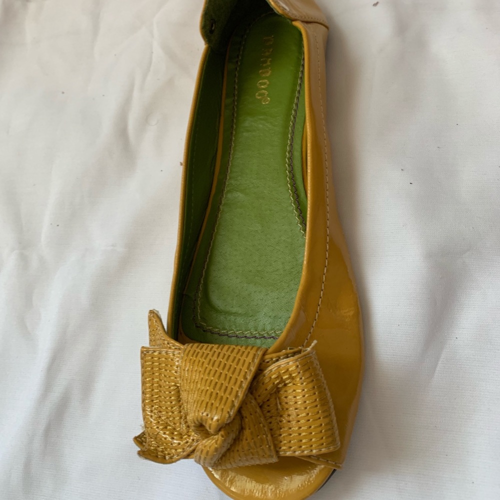 Mustard Peep Toe Flats
